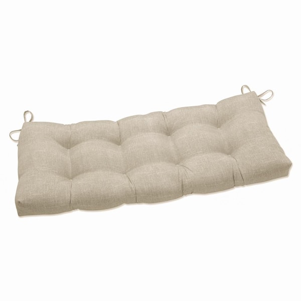 Pillow Perfect Solid Rectangular Outdoor Bench Cushion in Beige