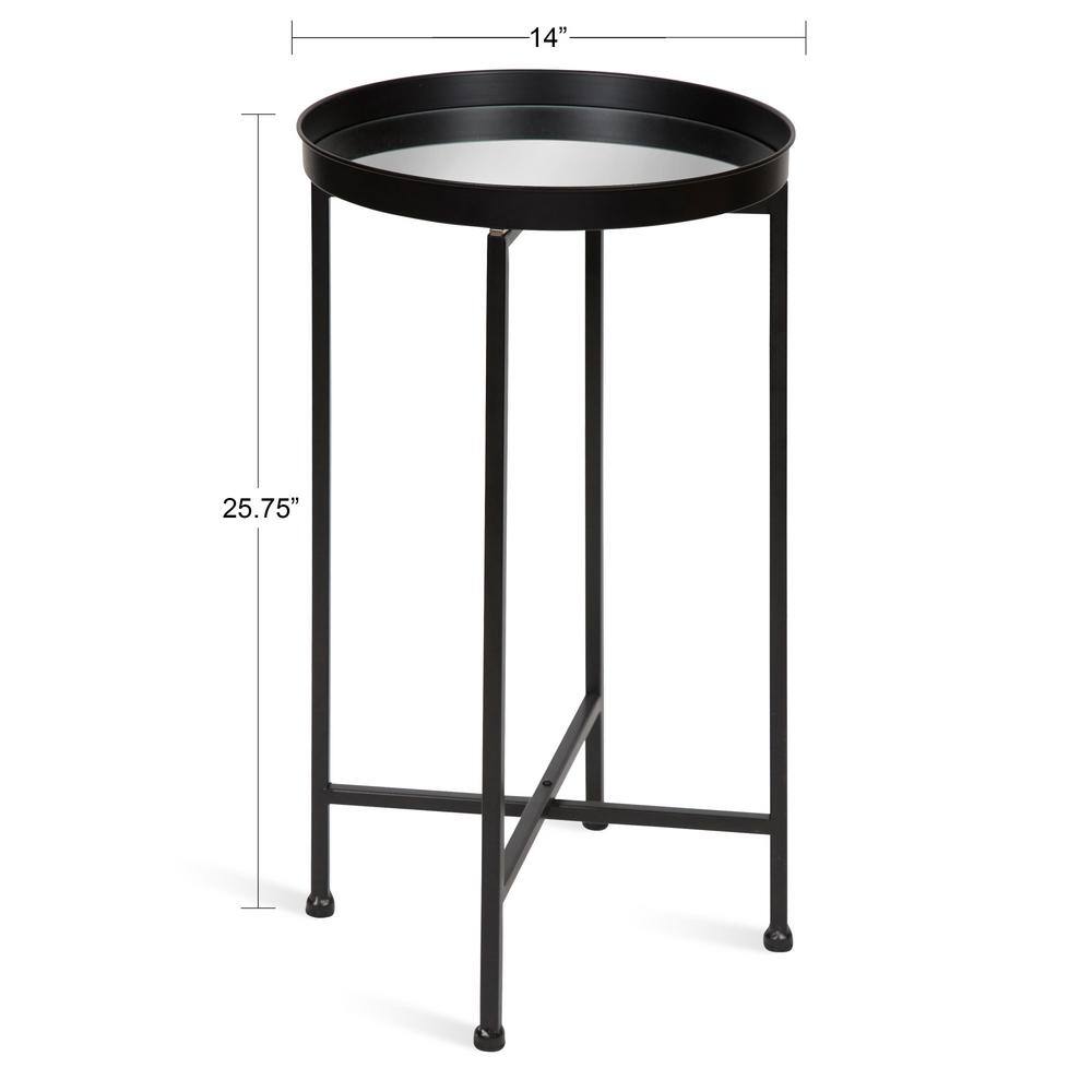 Celia 25.5" Black and Gold Metal Round Tray Accent Table