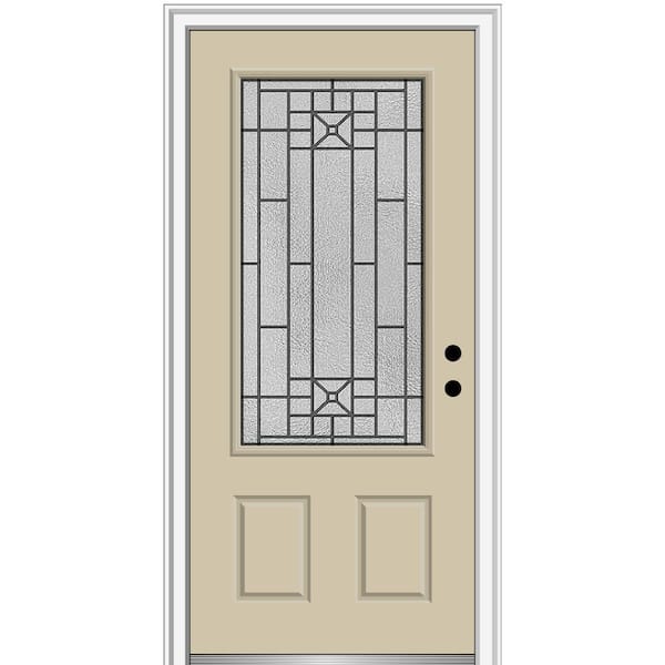 MMI Door 36 in. x 80 in. Courtyard Left-Hand 3/4-Lite Decorative Painted Fiberglass Smooth Prehung Front Door on 6-9/16 in. Frame