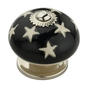 Star Constellation 1-3/5 in. (40 mm) Black and White Cabinet Knob