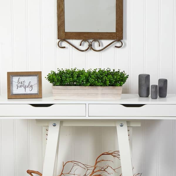 Nearly Natural 19 in. Artificial Eucalyptus Plant in Decorative Planter