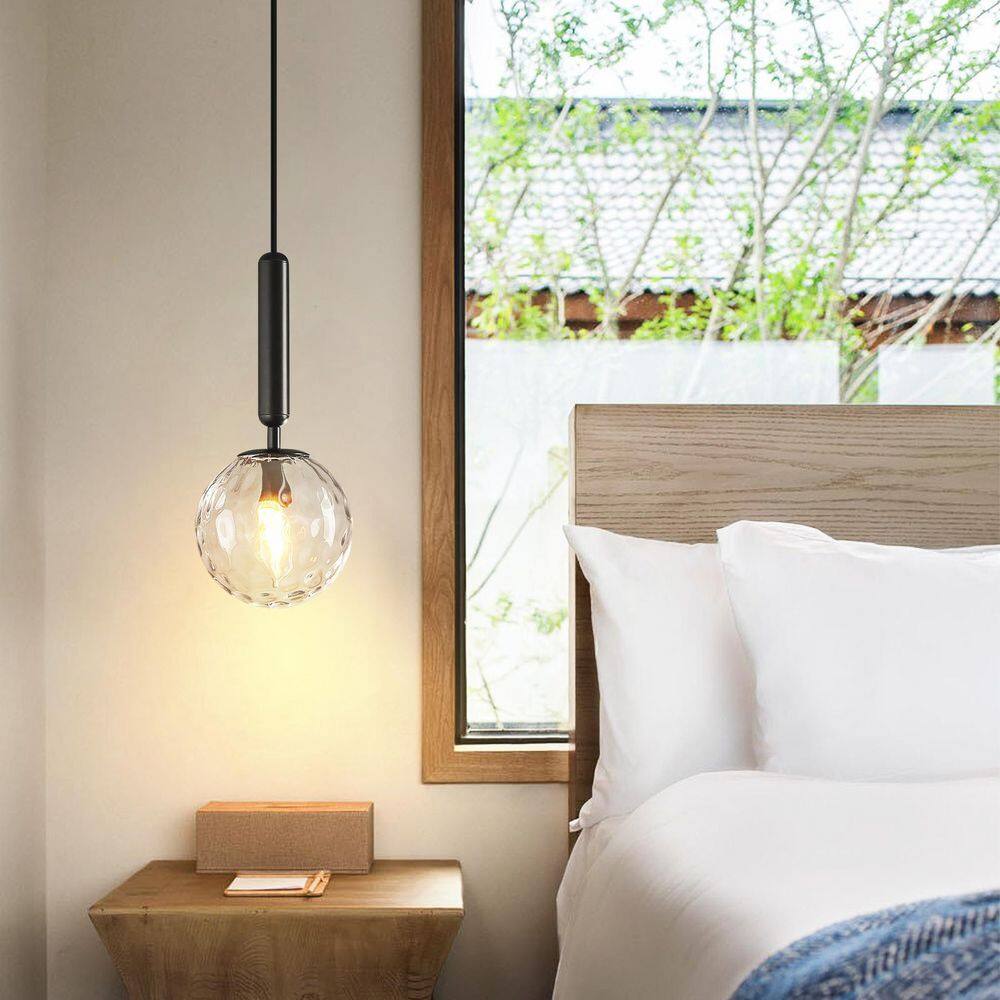 Home Lighting 40W 1-Light Mid Century Black Retro Pendant Light with Globe Clear Glass for Bedroom Entryway, 2 Pack price history on PriceWatchPro