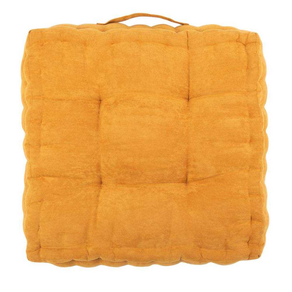 Gardenia Ginger Velvet Square Floor Pillow with Handle