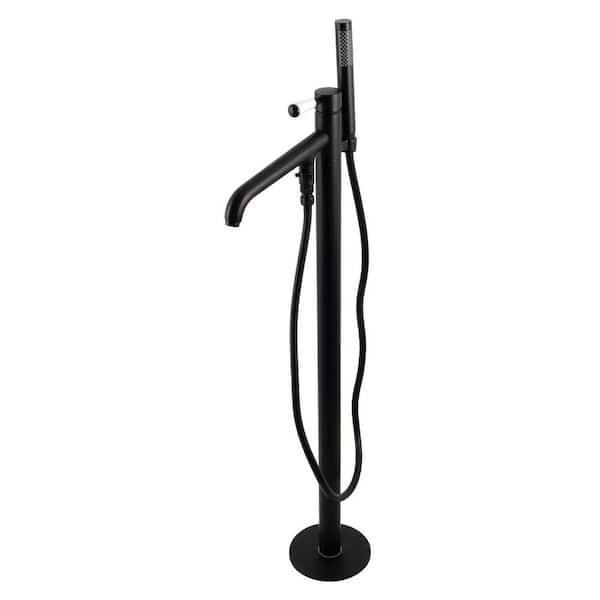 Kingston Brass Paris Single-Handle Freestanding Roman Tub Faucet with Hand Shower in Matte Black