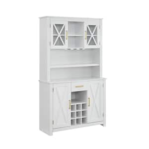 Home Source Jill Zarin White Tall Bar Cabinet with Glass Doors