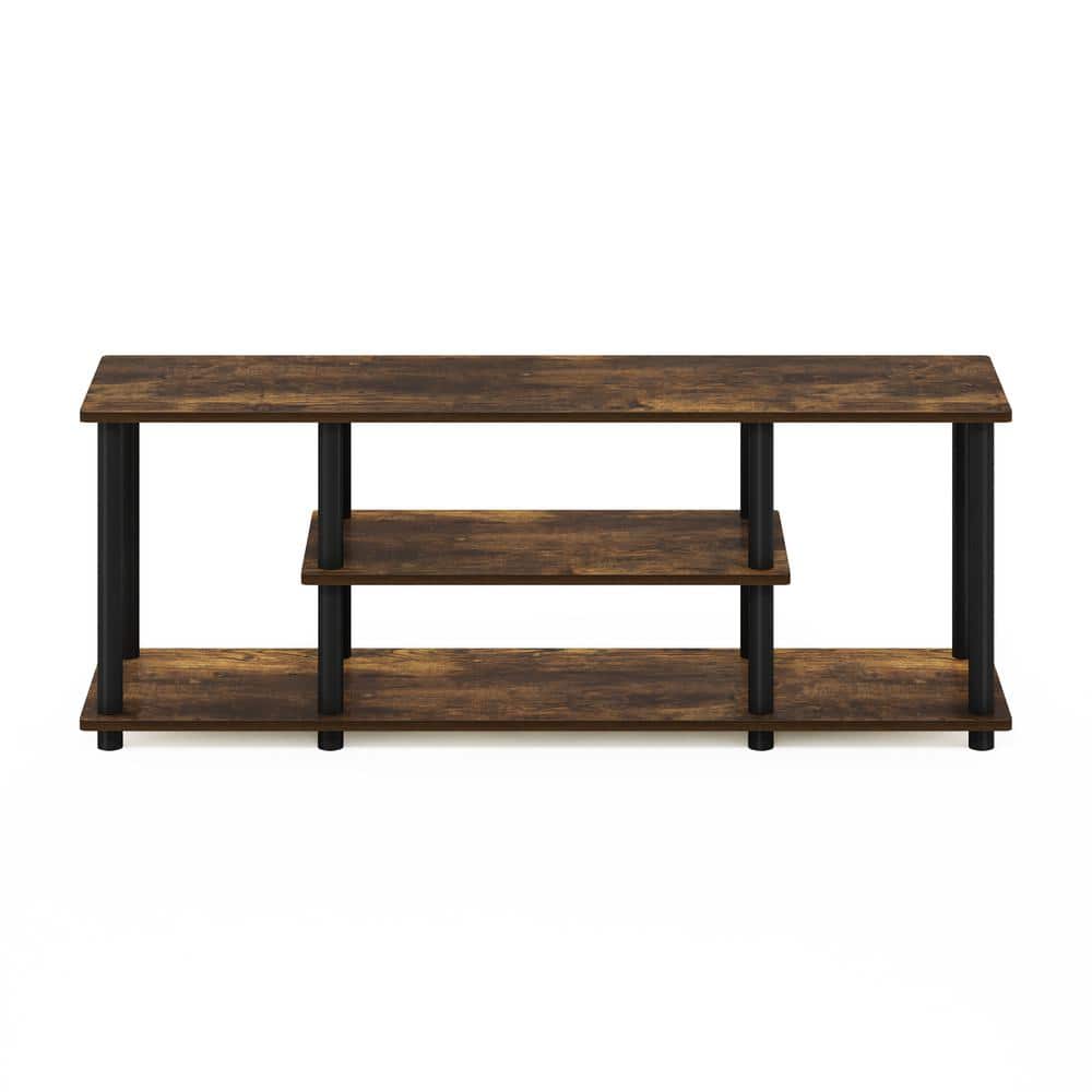 Amber Pine and Black 3-Tier TV Stand