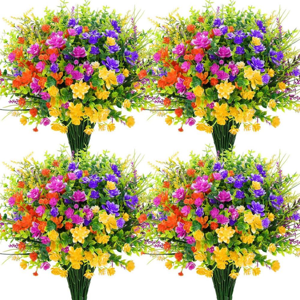 20 Bundles Multi-Colored Artificial Flowers for Outdoors Decoration UV Resi