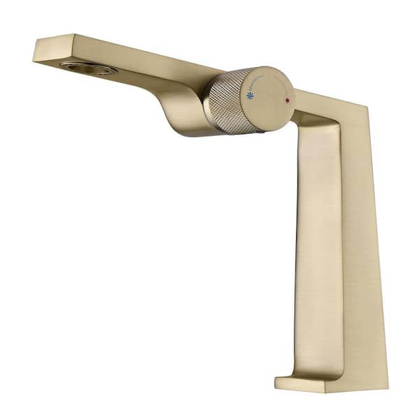 AIM Modern Unique Single Handle Single Hole Bathroom Sink Faucet in Brushed Gold Easy Install