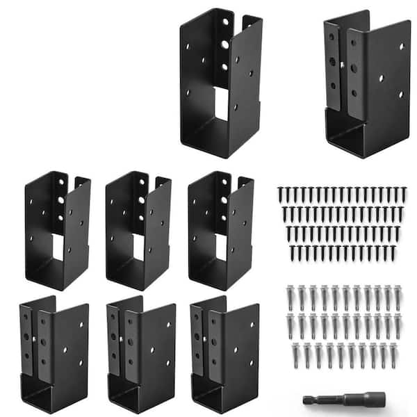 8 Pcs 2" x 4" Steel Powder-Coated Concealed Joist Steel Bracket, Concealed Joist Hangers for Fence Beam Swing