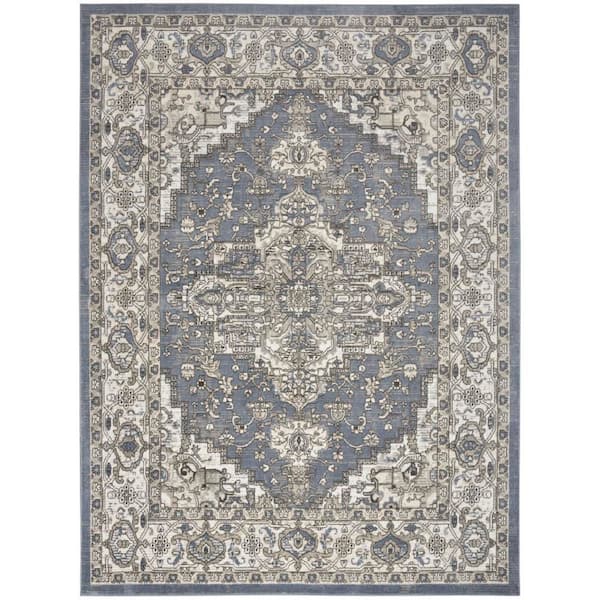 Nourison Concerto Blue 5 ft. x 7 ft. Center medallion Transitional Area Rug