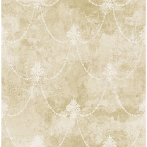 Lys Flower Beige and Ivory Paper Non Pasted Strippable Wallpaper Roll (Cover 56.05 sq. ft.)