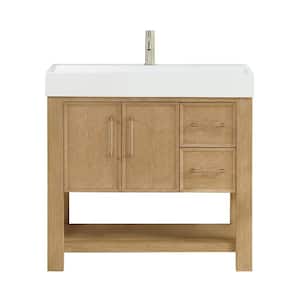 Vera 35.4 in.W x 18.1 in.D x 33.9 in.H Single Sink Bath Vanity in Ash Grey with White Composite Sink Top