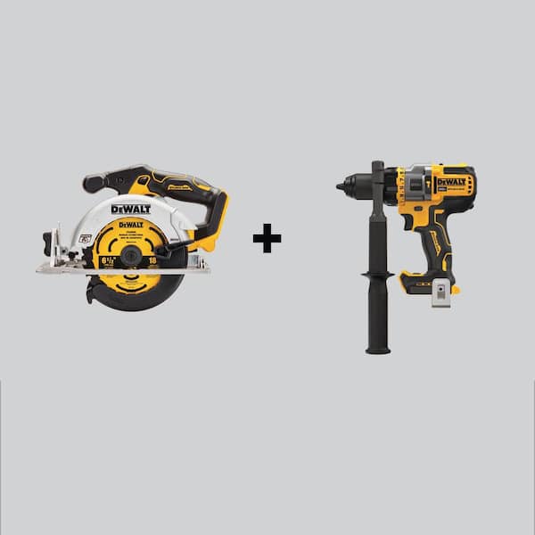 DEWALT 20V MAX Cordless Brushless 6-1/2 in. Circular Saw and 1/2 in. Hammer Drill/Driver with FLEXVOLT ADVANTAGE (Tools-Only)
