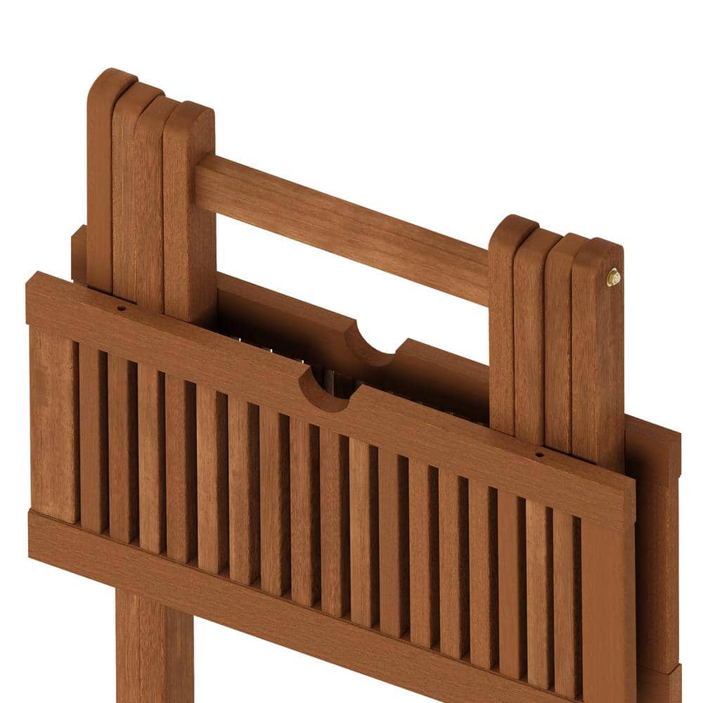 Tioman Medium Brown Wood Folding Outdoor End Table