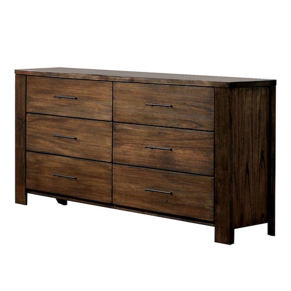 Benjara 17 in. Brown 6-Drawer Wooden Dresser Without Mirror