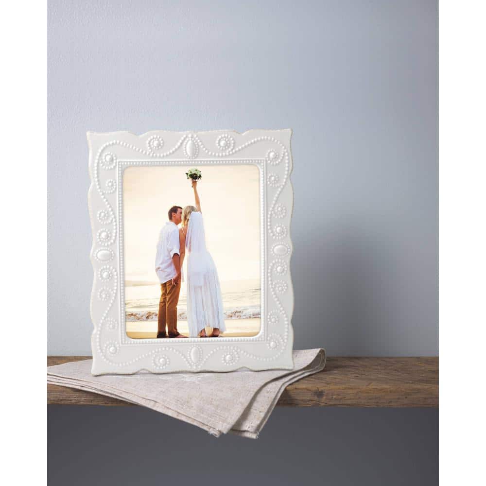 Classic White Ceramic Beaded 8" x 10" Picture Frame