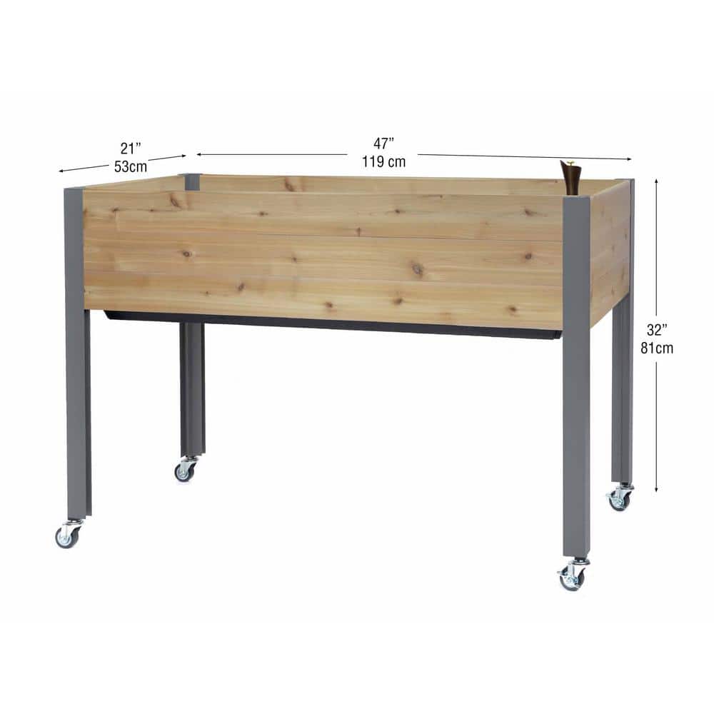Cedar Self-Watering Elevated Garden Planter with Wheels