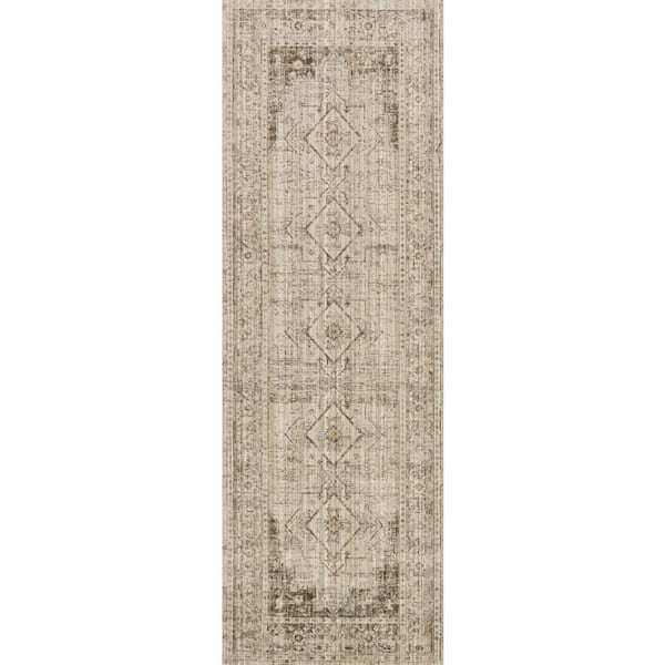 Lolita Faded Machine Washable Brown 3 ft. x 8 ft. Outdoor Runner Rug