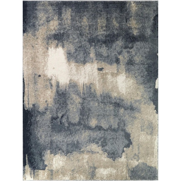 Akses Blue/Beige 7 ft. 10 in. x 10 ft. Watercolor Gradient Area Rug