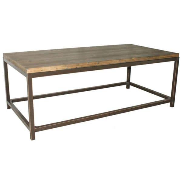 Transitional Alec 48" Rectangular Wood and Metal Coffee Table in Black/Brown