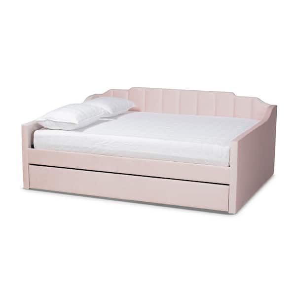 Baxton Studio Lennon Pink Full Size Daybed with Trundle