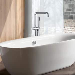 8 in.Widespread Single Handle Freestanding Bathroom Tub Faucet with Hand Shower in Chrome