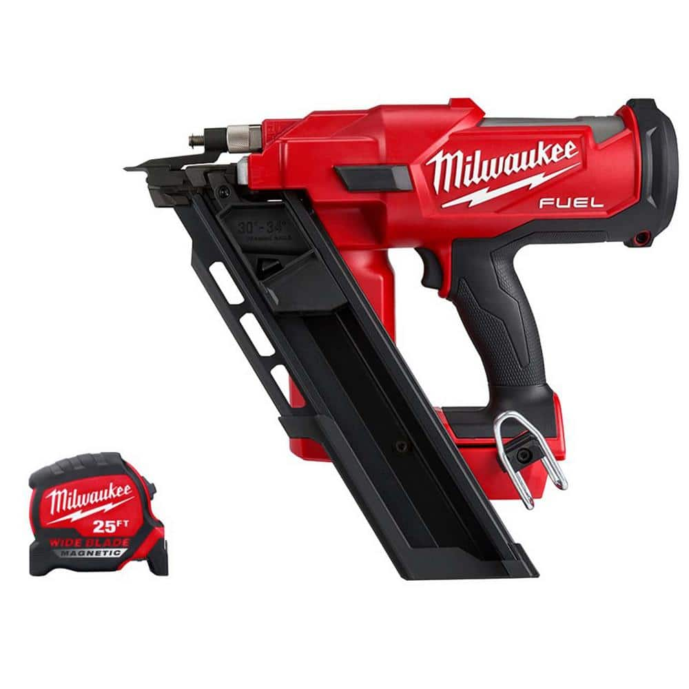 M18 FUEL 3-1/2 in. 18-Volt 30-Degree Lithium-Ion Brushless Cordless Framing Nailer with 25 ft. Wide Blade Tape Measure -  Milwaukee, 2745-25M