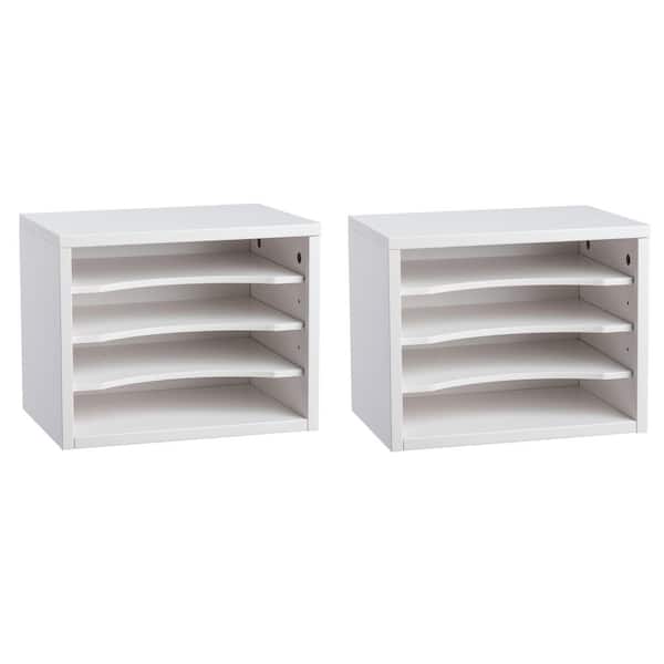 AdirOffice Stackable Desk Organizer with Removable Shelves, White (2-Pack)