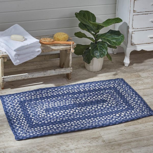 Park Designs 20 in. x 30 in. Blue and Yellow Cottage Braided Rectangle Rug  4957-270 - The Home Depot