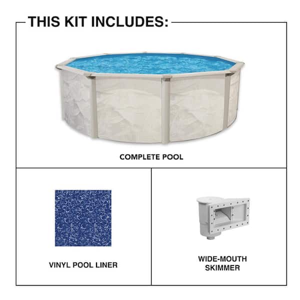 AQUARIAN Independence 15 ft. Round 52 in. D Metal Wall Above Ground Hard Side Pool Package