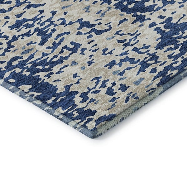 Mayfield Premium Machine Washable Abstract AMF944 Navy 2 ft. x 3 ft. Area Rug