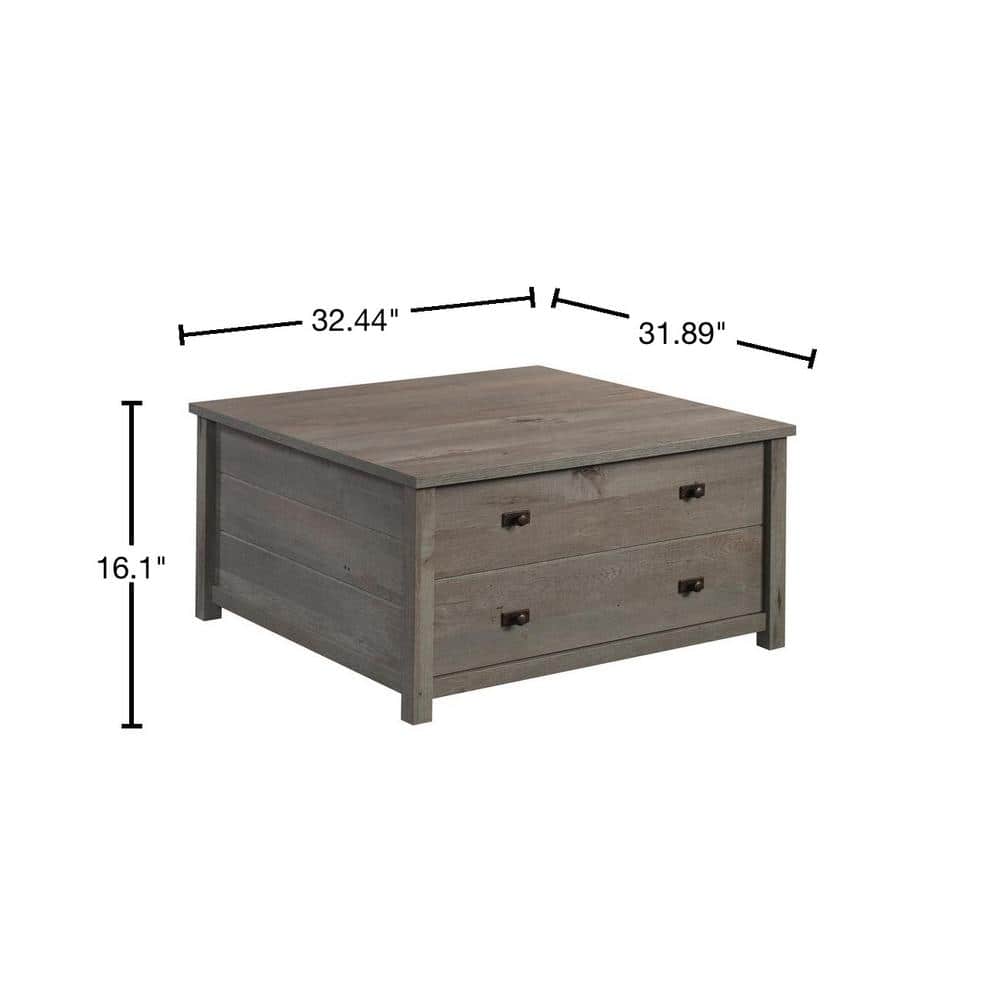 Mystic Oak Square Storage Coffee Table with Drawers