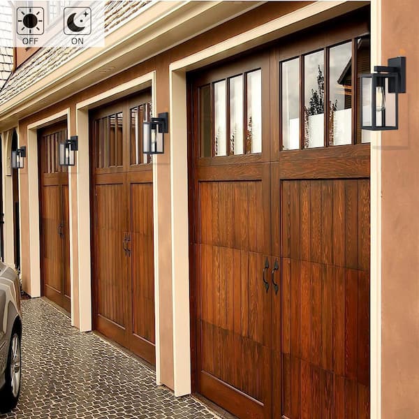 Martin 13 in. 1-Light Matte Black Dusk to Dawn Outdoor Hardwired Wall Lantern Sconce with No Bulb Included (4-Pack)