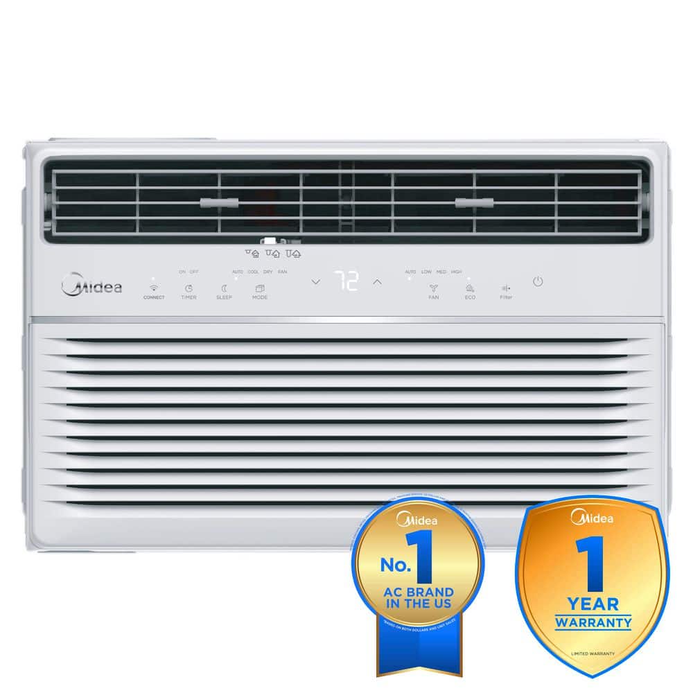 Midea 10,000 BTU SmartCool Window AC Cools up to 450 sq. ft. with Remote, Sleep Mode, Digital Display, Wi-Fi Enabled in White