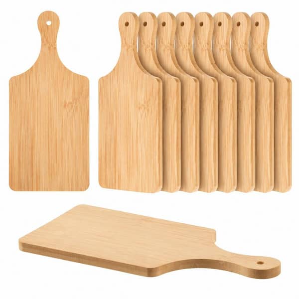 12-Piece 11 in. Natural Bamboo Serving Board Set for Cutting, Chopping and Laser Engraving