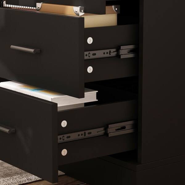 BYBLIGHT 63 in. Rectangular Brown and Black Engineered Wood