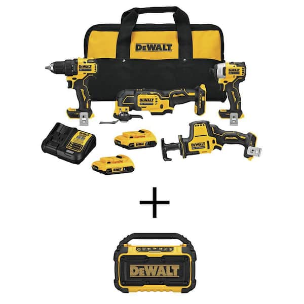 DEWALT ATOMIC 20V MAX Cordless Brushless 4 Tool Combo Kit with 20V