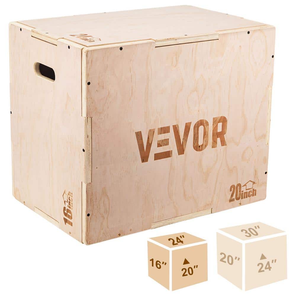 VEVOR Wood Plyo Box 24 In X 20 In X 16 In Step Up Exercise Platform 