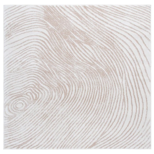 Opal 7 ft. x 7 ft. Ivory/Beige Wavy Swirl square Area Rug