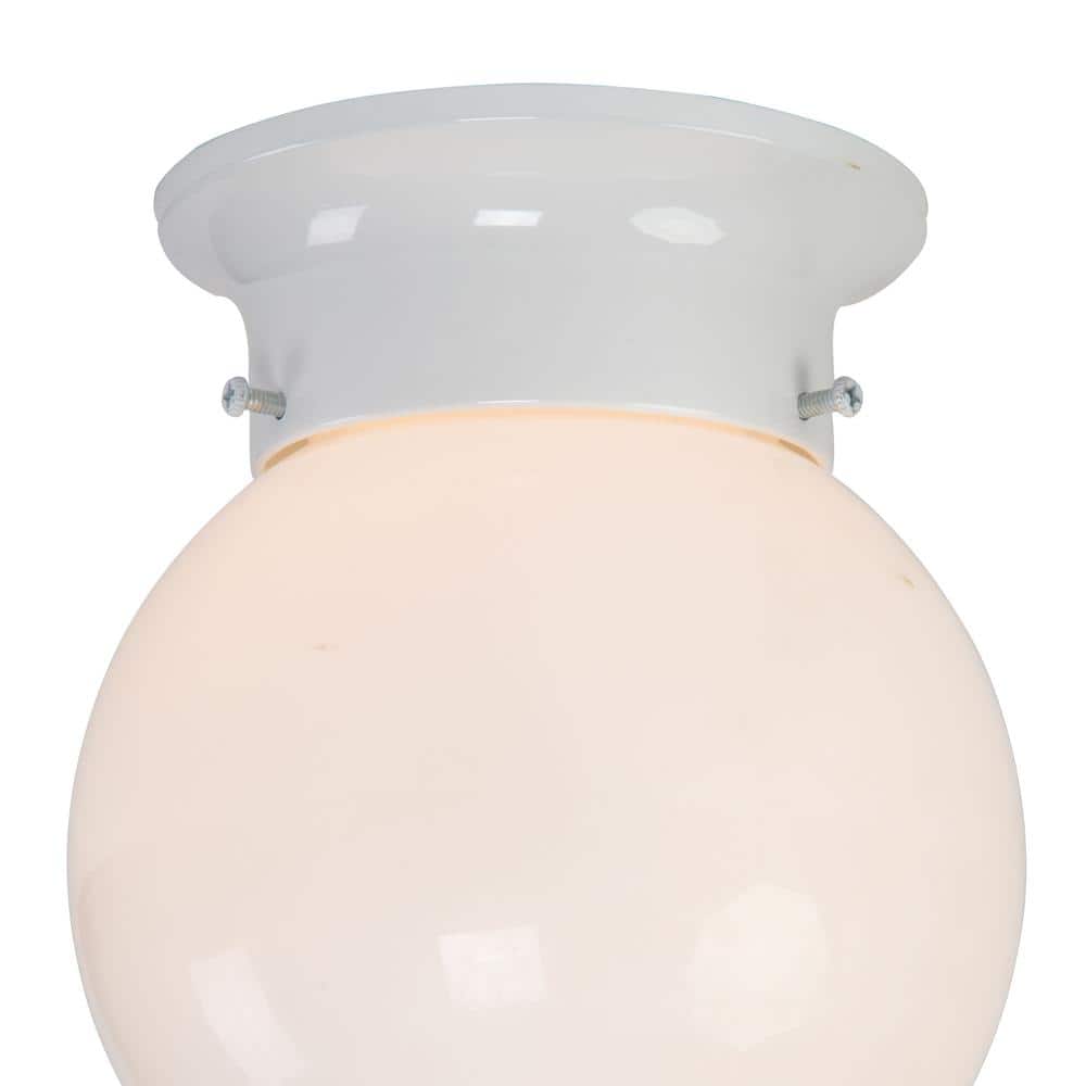 White Glass Globe Flush Mount Light Fixture