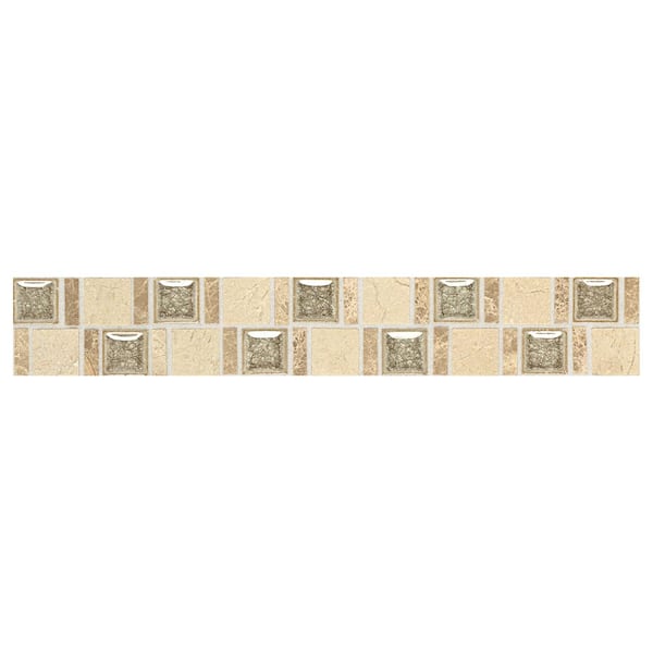 Daltile Stone Decorative Accents Crackle Fantasy 1-7/8 in. x 12 in. Marble and Glass Accent Wall Tile (0.1575 sq. ft. / piece)