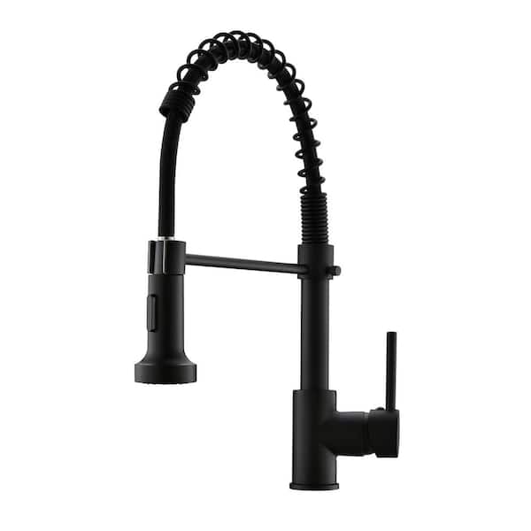 Maincraft Single Handle Pull Down Sprayer Kitchen Faucet Commercial Spring skin Faucet in Black