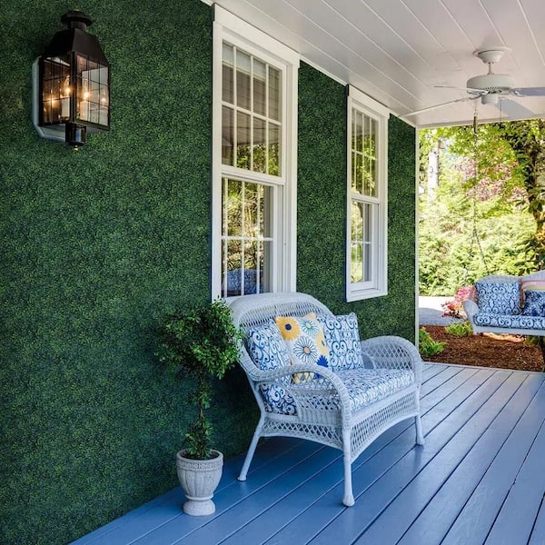 LHY 12- Piece Artificial Boxwood Panel UV Stable Faux Topiary Hedge Backdrop Grass Wall Indoor Outdoor Decor 20 in. x 20 in.