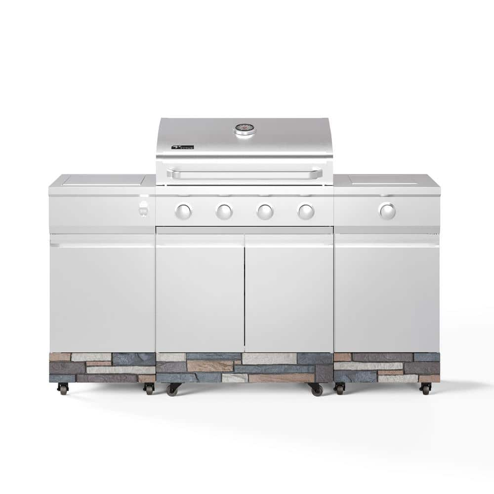 TYTUS Fresno 5-Burner LP Stainless Steel Plus Ash Stone Island Grill ...