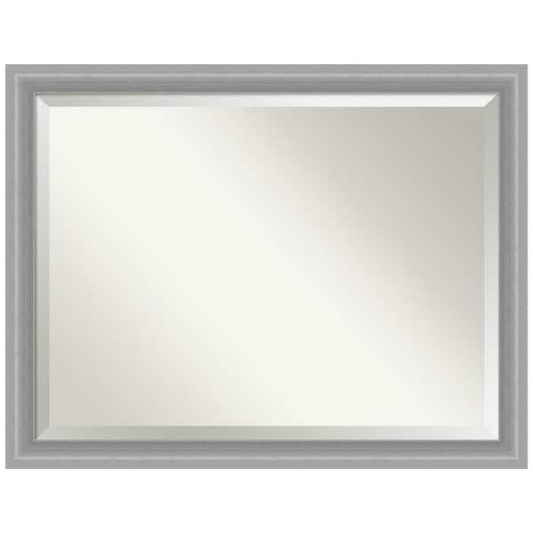 Amanti Art Medium Rectangle Peak Polished Nickel Beveled Glass Casual Mirror (34.5 in. H x 44.5 in. W)