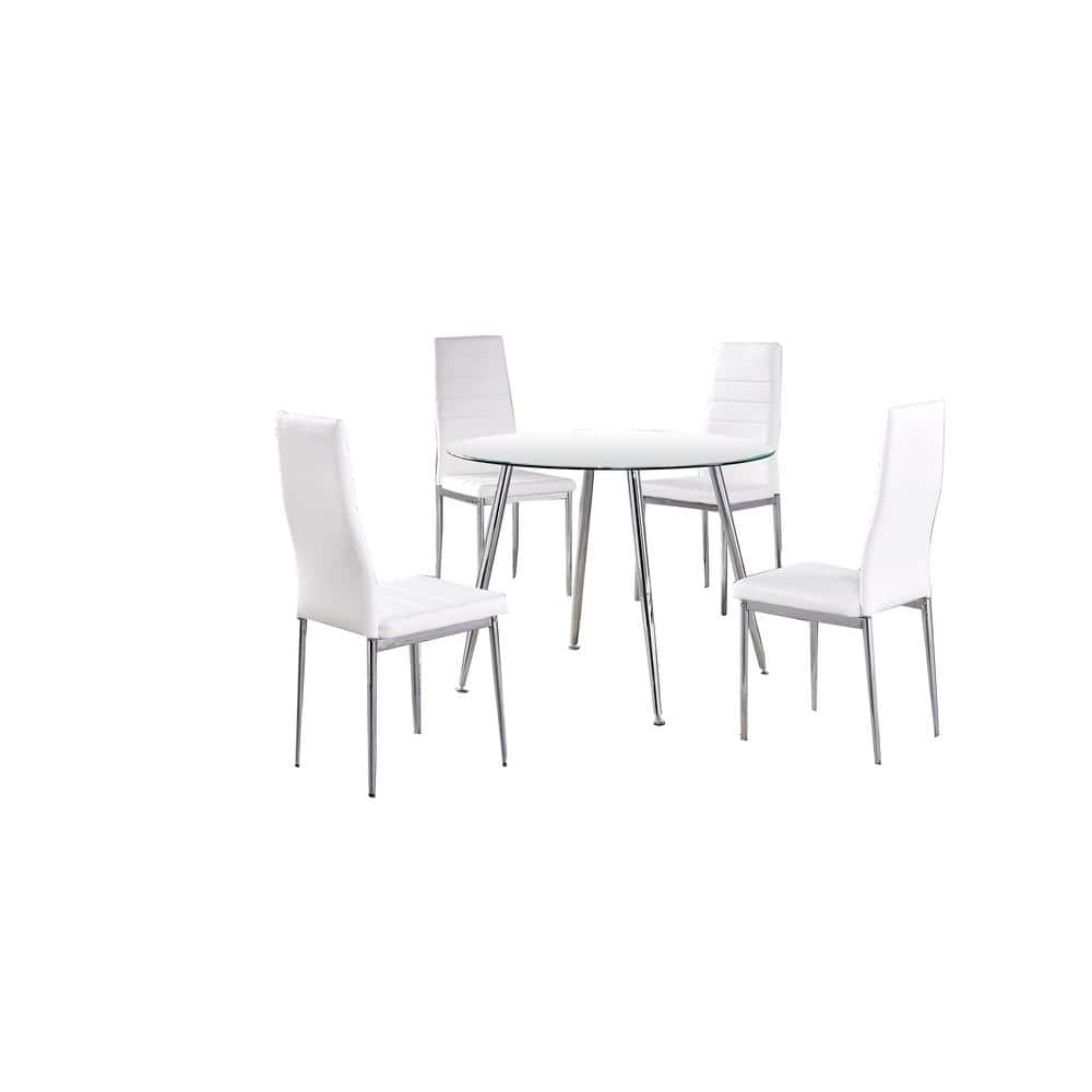 Best Master Furniture Parvati 5-Piece White Round Dinette Set T245W5 ...