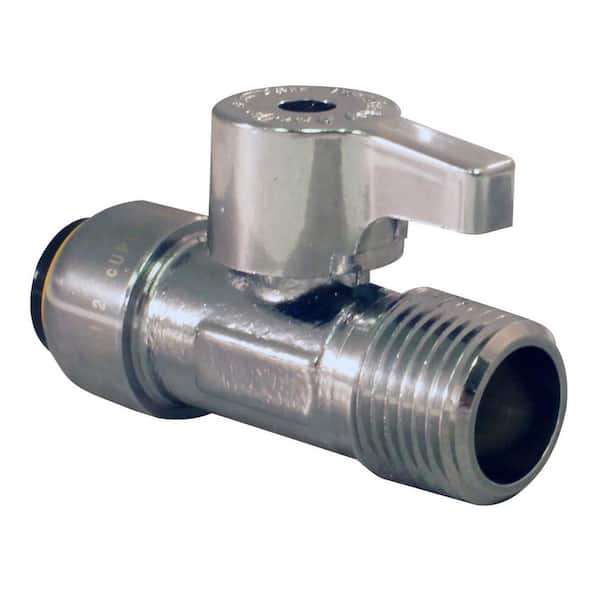 Tectite 1 2 In Chrome Plated Brass Push To Connect X 1 2 In Mnpt Quarter Turn Straight Stop Valve Fsbvs1212m The Home Depot