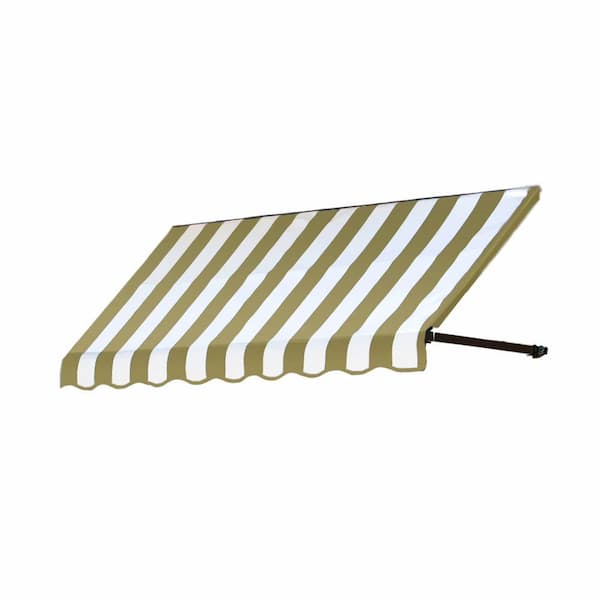 AWNTECH 6.38 ft. Dallas Retro Fixed Awning 76.5 in. W x 31 in. H x 24 in. D Acrylic Fabric in Linen/White Stripe