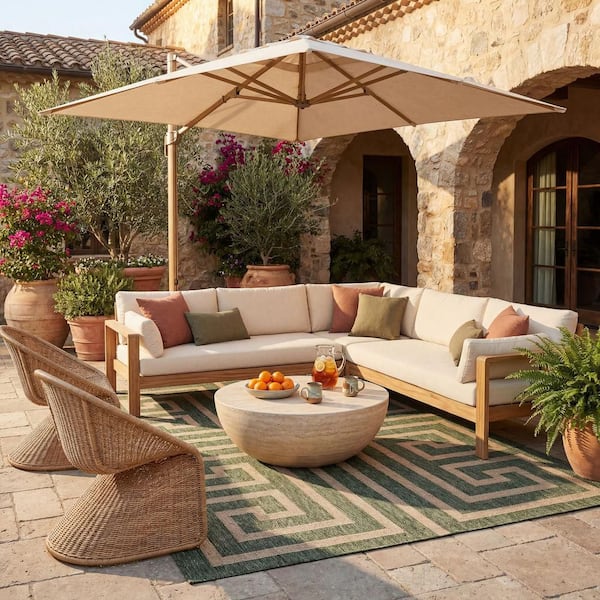 Zirelle Contemporary Green 5 ft. x 8 ft. Outdoor Area Rug
