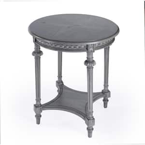 Hellinger 24 in. W Gray Round Wood End Table with Lower Shelf